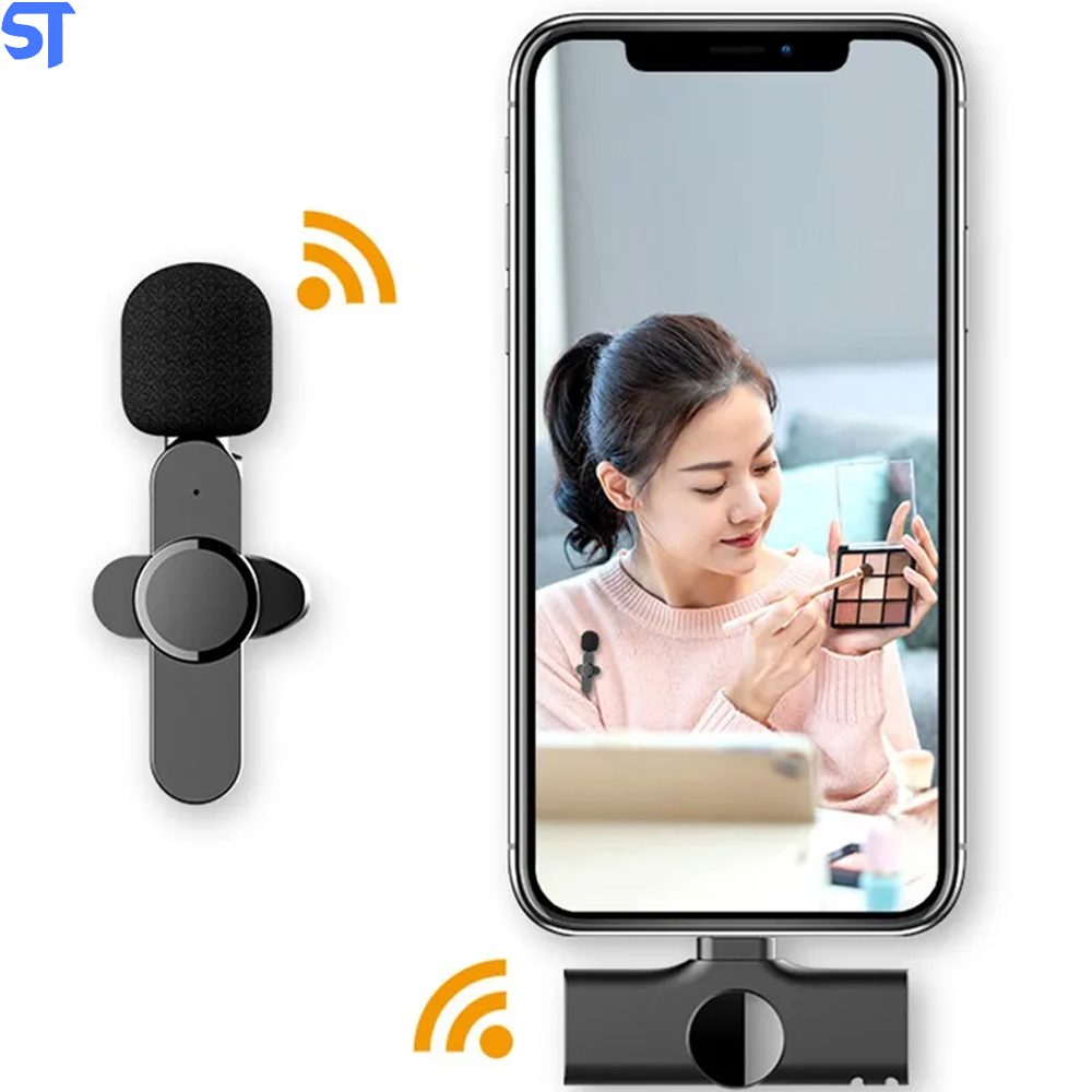 Microfone Condensador De Lapela Wireless / Sem Fio 2.4Ghz Aibev Tipo Lightning
